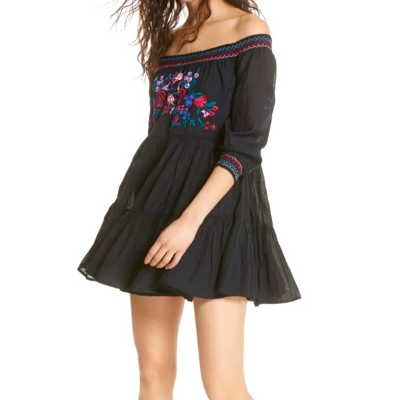 Free People Sunbeams Embroidered Mini Dress Size XS-S - Picture 2 of 6